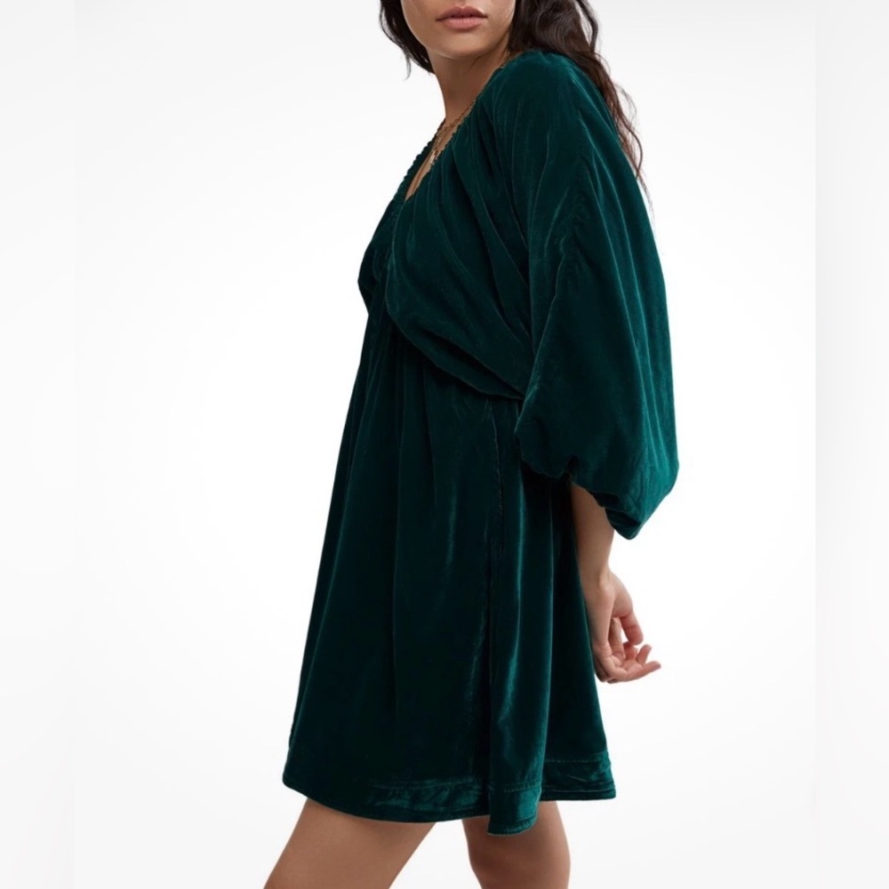 Free People Portia Green Velvet Mini Dress Size XS NWT - Picture 8 of 8
